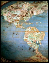 Mapa Severní a Jižní Ameriky, ze „Sala Del Mappamondo“ (Mapy Síně světa“, cca 1574-75